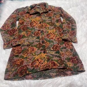 Vintage eucalyptus Elegant Floral Trench Coat